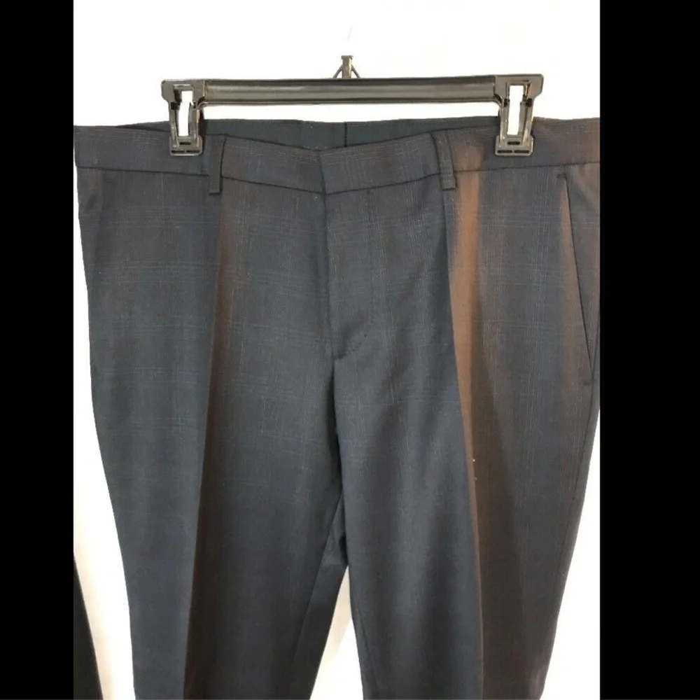NEW‎ 2PC BOSS Hugo Boss Trim Fit Plaid Wool Suit Navy Blue [SZ 38R/40R ]
